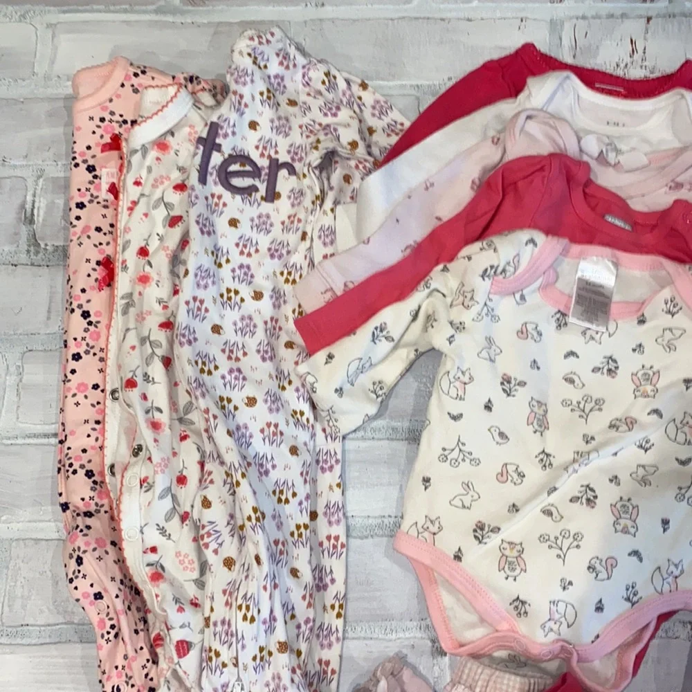 Babygirl 3/6m fall & winter footie dress onesie sweater bundle!!